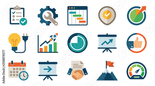 Business icons for strategy and planning.