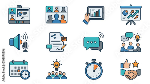 Business Communication and Collaboration Icons.