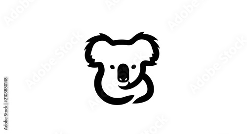 Minimalist line art koala head icon