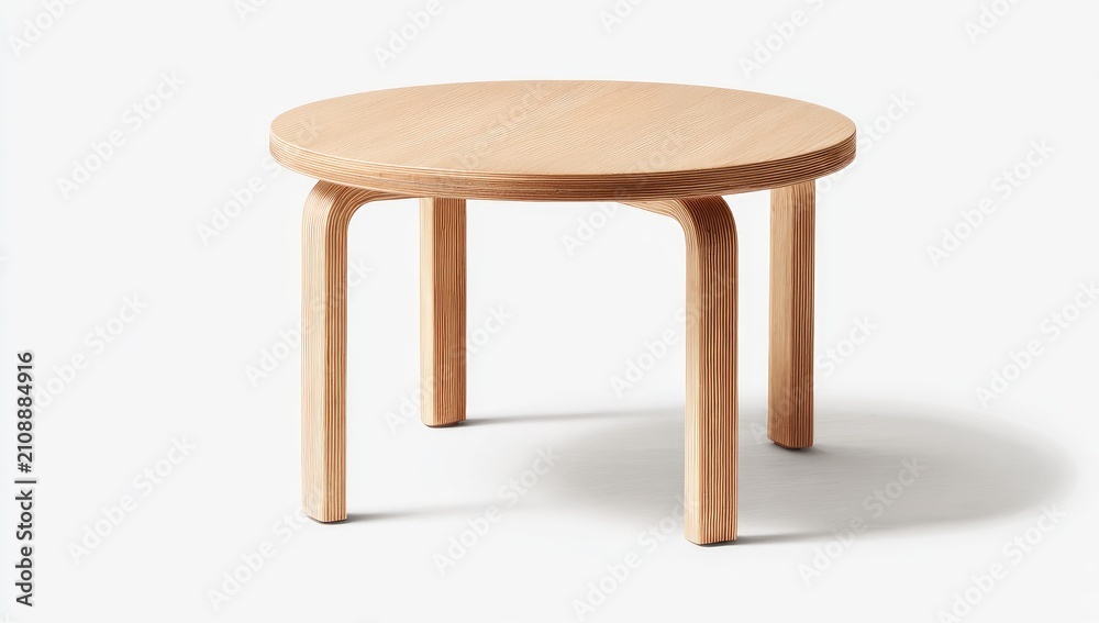 Fototapeta premium Simple, round, light-wood coffee table