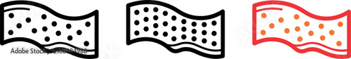 Foto Breathable Fabric Layer Vector Icon Set with Wavy Material Structure, Pore Venti