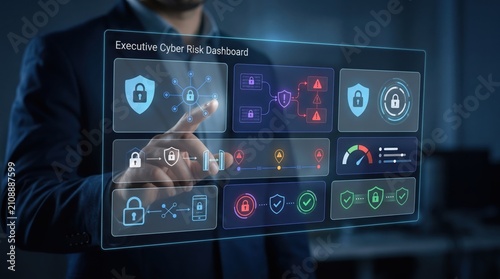 Cybersecurity - Executive Cyber Risk Dashboard Virtual Security Interface