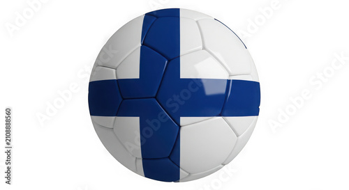 Soccer ball with the national flag of Finland design isolated on transparent background