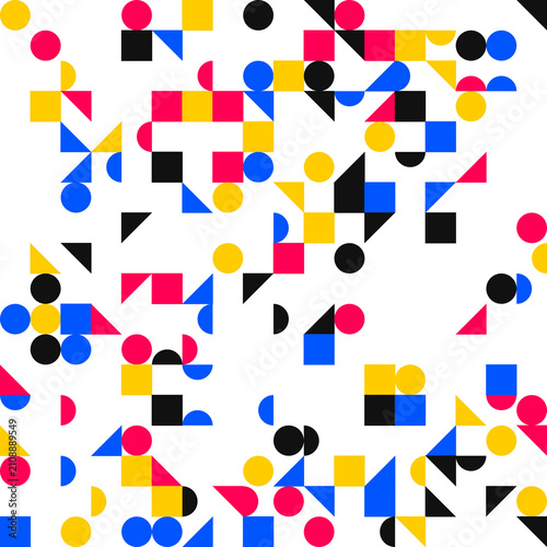 Konstfotografi Abstract geometric pattern with colorful shapes on white background