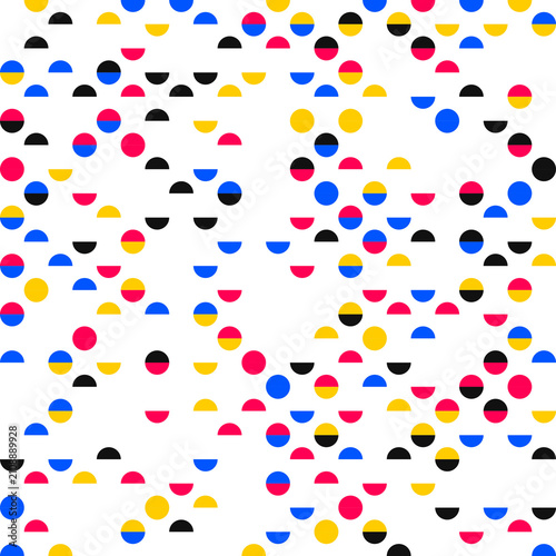 Abstract colorful pattern of geometric semi circles on white background