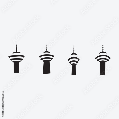 Communication Tower Silhouette Vector Icon Set
