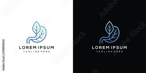 Natural Stomach Health Logo with Leaf for Digestion  Wellness