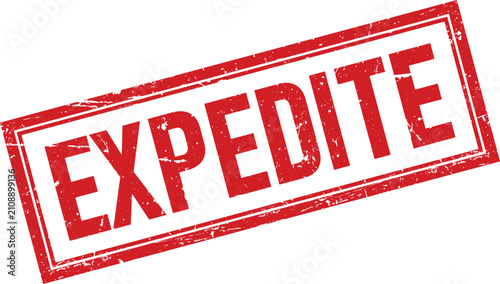 Grunge red rectangular rubber stamp with the word Expedite for urgent delivery and high priority document processing