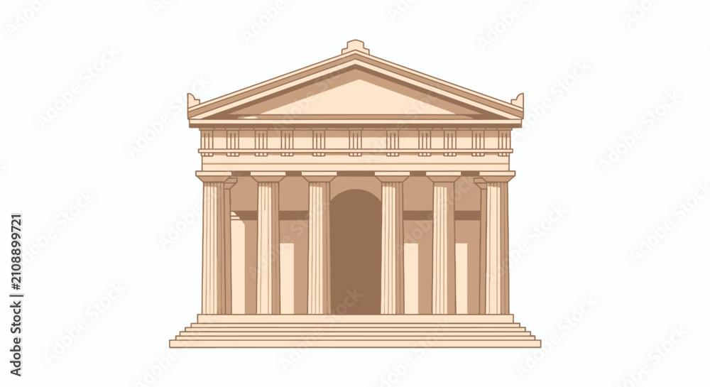 Fototapeta premium Classical temple facade with grand columns and a pedimented entrance.