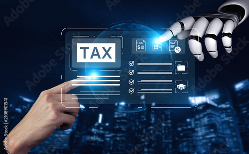Bild auf Leinwand An AI assistant automates the tax preparation process by analyzing financial documents