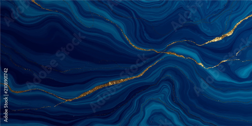 Elegant deep blue marble texture background with luxurious golden veins liquid swirl effect abstract background creative precious wallpaper interior