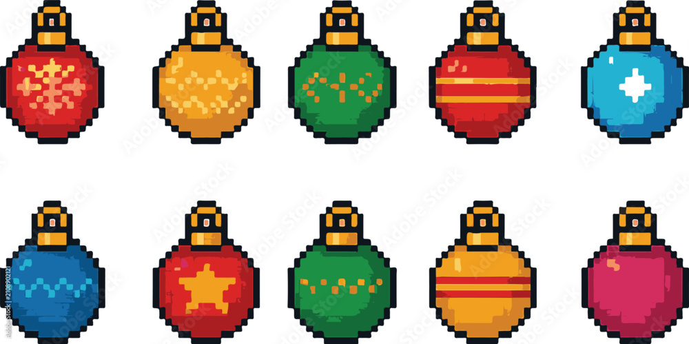 Obraz premium christmas ball with pixel art, eps 10 illustration