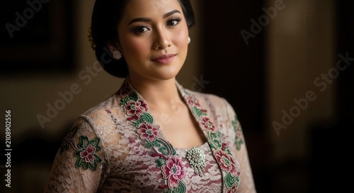 woman in traditional indonesian kebaya dress
