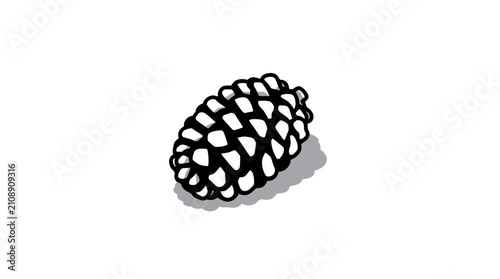 Quadro su tela Detailed isometric pine cone nature illustration.