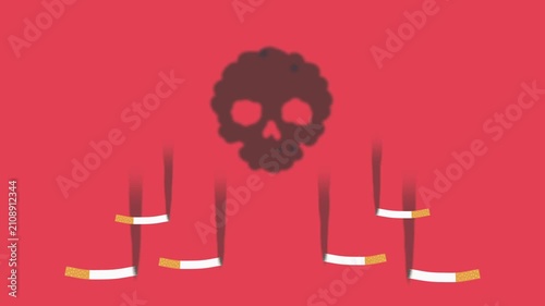 Cigarette smoke rise and form skull shape, Harmful effect of smoking