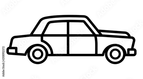 Minimalist outline icon of a side view sedan car.