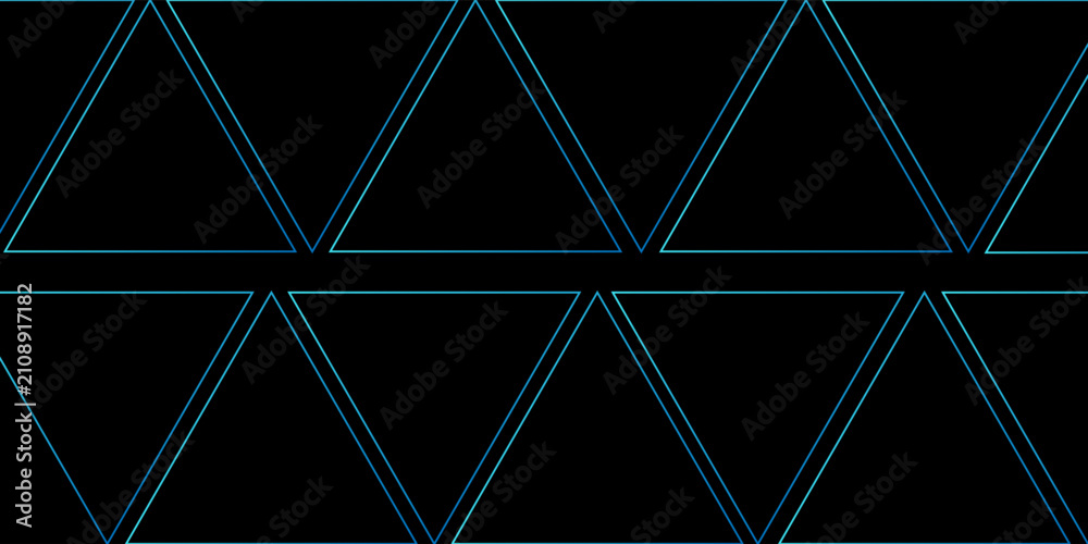 Fototapeta premium Abstract Neon Blue Triangle Pattern on Black Background