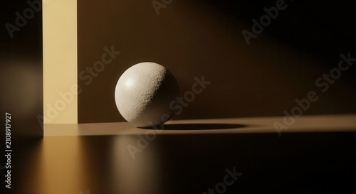 Single white egg casting a long shadow in dramatic light and shadow.