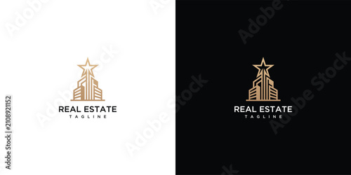 Luxury Star Building Real Estate Logo Design Template