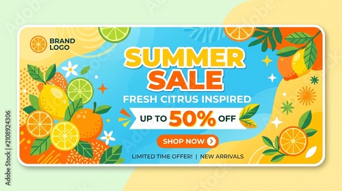 Fresh Citrus Inspired Summer Sale Banner – Modern Flat Editable Template
