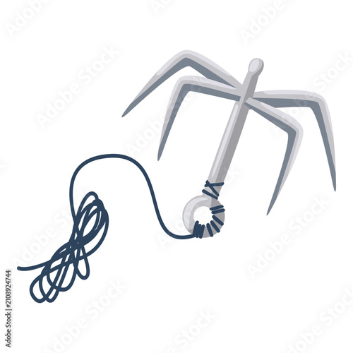 Metal Grappling Hook with Rope for Climbing and Adventure Activities