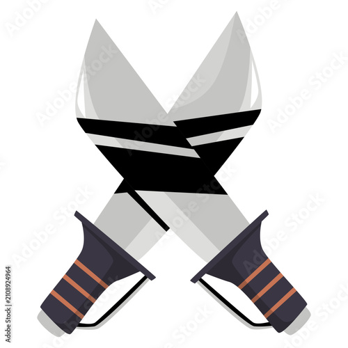 Pair of crossed pirate cutlasses swords vector illustration isolated on white
