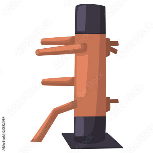 Traditional Chinese Martial Arts Wooden Dummy Training Equipment Illustration