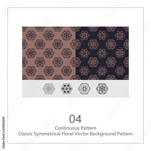 Continuous Pattern - Classic Symmetrical Floral Vector Background Pattern
