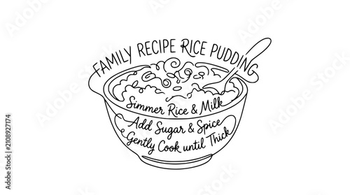 Φωτογραφία Hand-drawn Rice Pudding Recipe Illustration