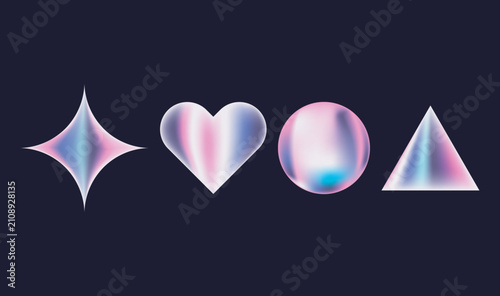Holographic Gradient Geometric Shapes Vector Set
