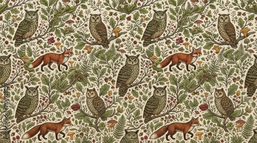 Finland pattern forest wildlife woodland animal tapestry motif with wildlife woodland tapestry scandinavian traditional