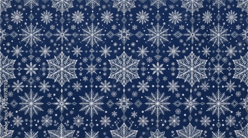 Finland pattern blue white snowflake winter textile design with snowflake scandinavian geometric seamless christmas