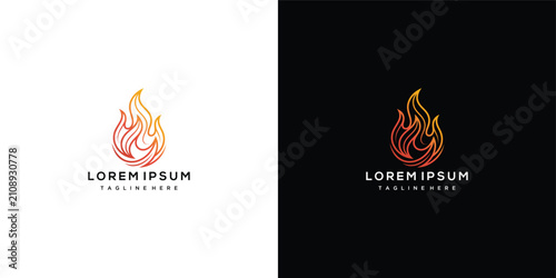 Modern Gradient Fire Flame Logo Design Template on Dual Backgrounds
