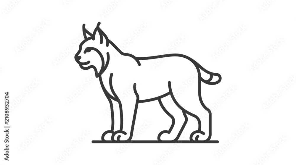 Obraz premium Minimal Lynx Outline Vector Icon