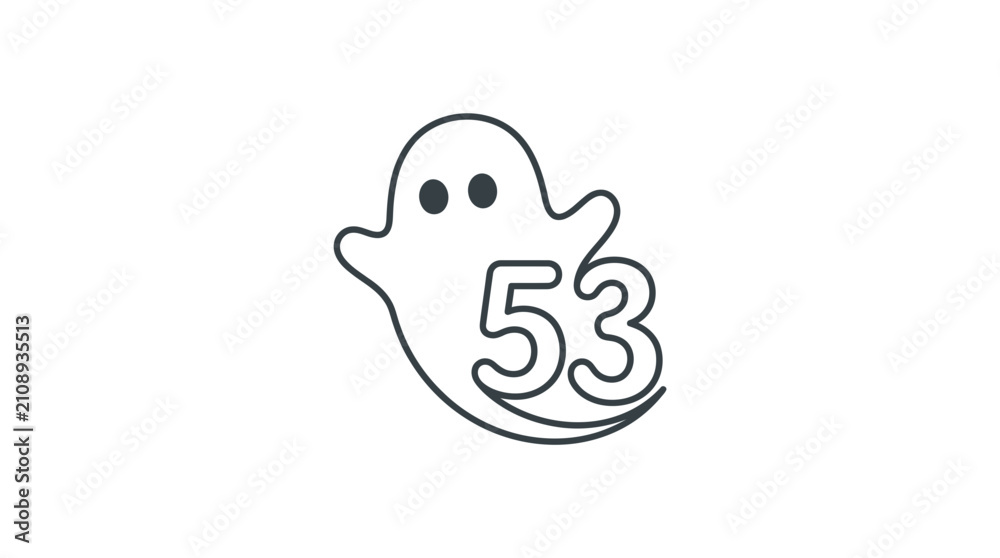 Naklejka premium Ghost with number 53 icon