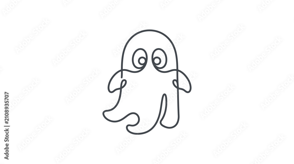 Obraz premium Cute ghost drawing, single line art