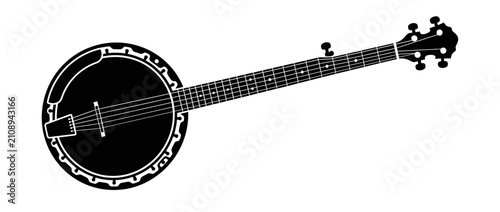 Картината върху платно Black Silhouette of a Stringed Musical Instrument