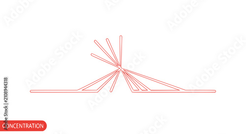 Abstract red lines radiating from center, symbolizing focus, connection, and growth on white background
