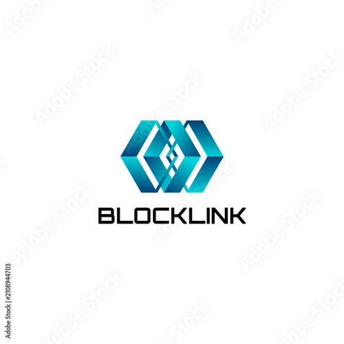 Blockchain Icon and Logo Design with Interlocking Hexagon Network