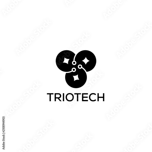 Abstract Technology Icon and Logo with Connected Nodes and Circular Network