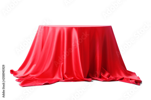 Red velvet curtain covering...