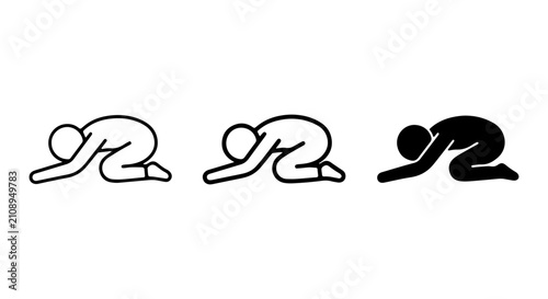 Obraz na płótnie Prayer Pose Icons, Humble Bowing Figures, Worship Silhouette, Spiritual Gesture