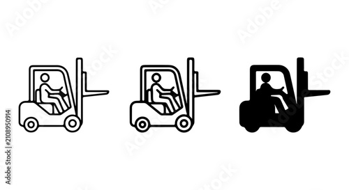 Forklift Truck Icons, Industrial Vehicle Symbols, Logistics Equipment Vector Set