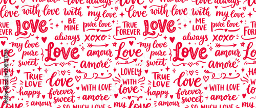 Obraz na płótnie Red Love Words Pattern Background
