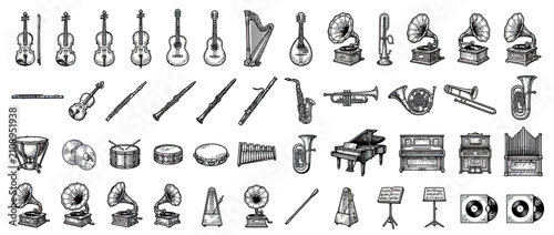 Quadro su tela Musical Instruments and Vintage Audio Devices Collection