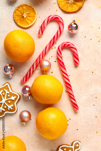 Tasty oranges with sweet co...