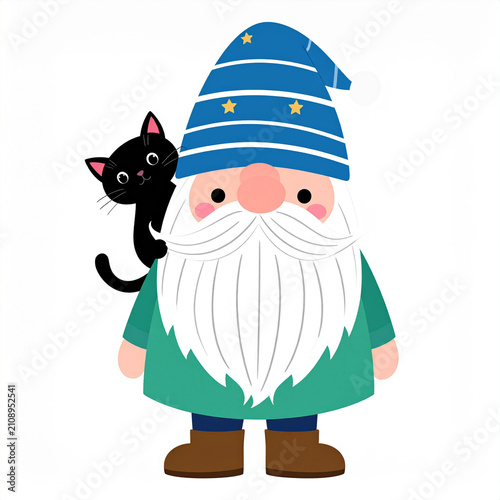 this artwork features a figure with a sizable white beard, round pink cheeks, and a prominent pink nose