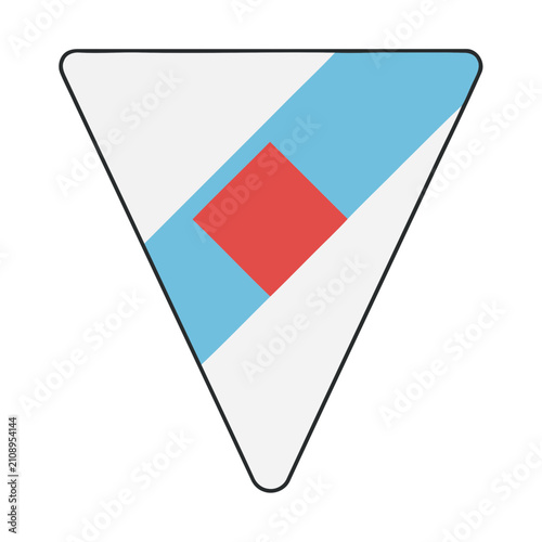 Triangle with geometric shapes and stripes
