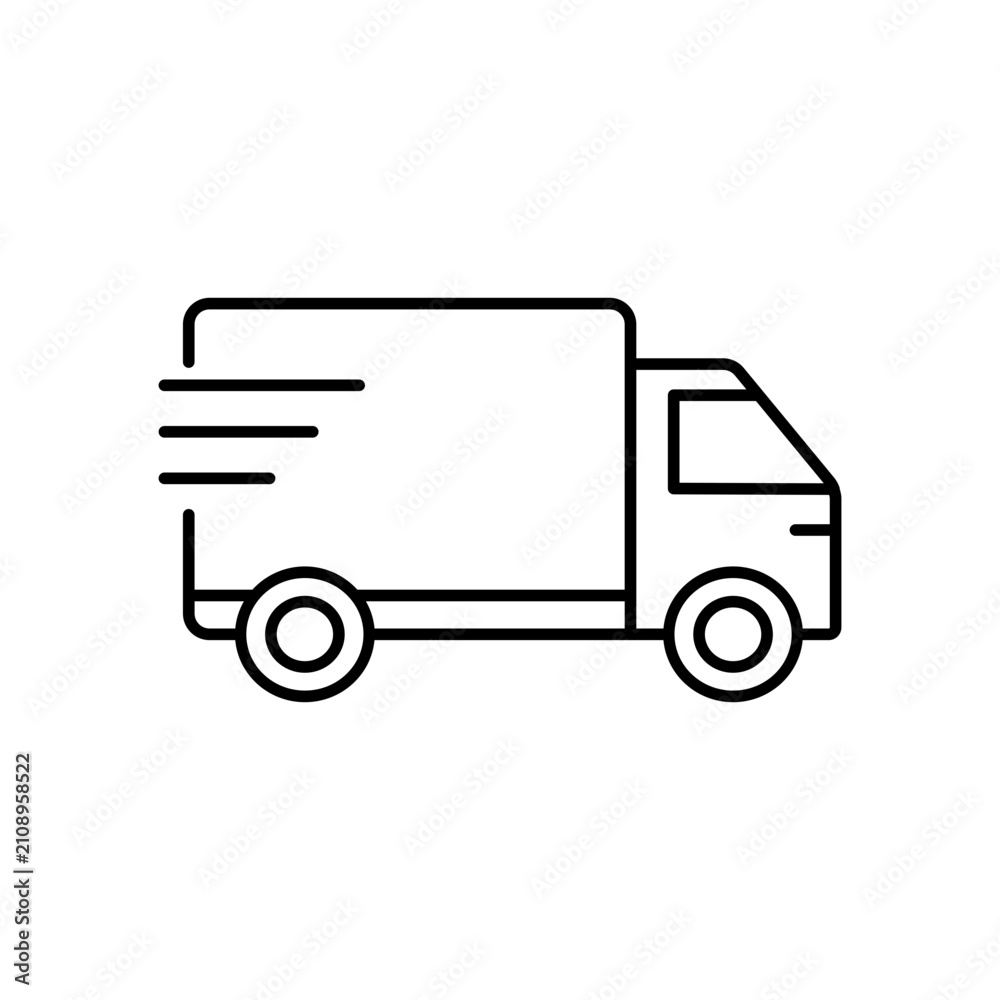 Fototapeta premium Delivery truck icon. Fast shipping vehicle symbol for logistics and transport UI design.