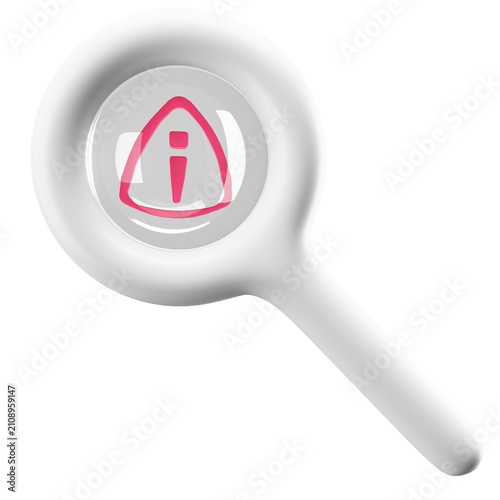 3d graphic search magnify button icon in transparency background.